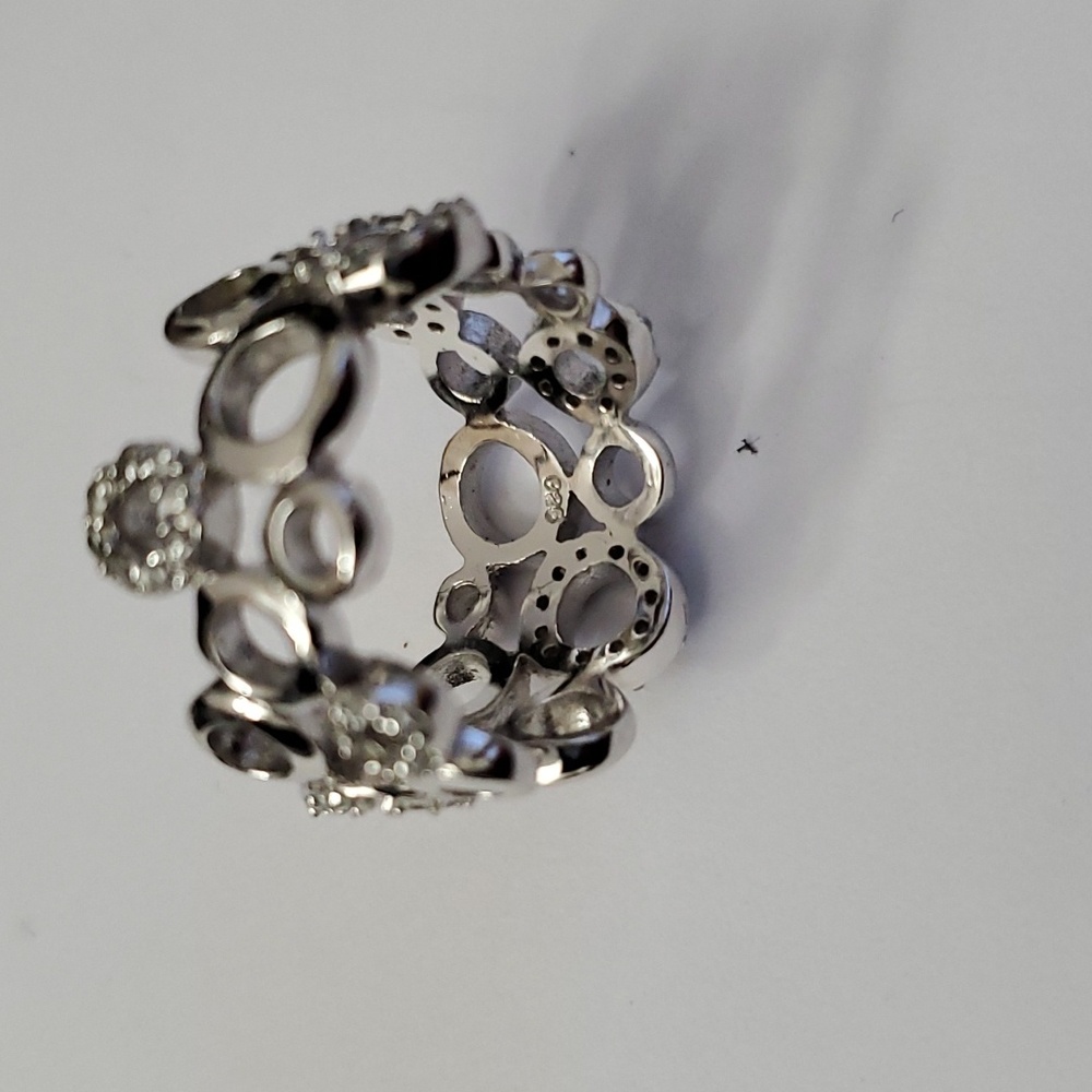 Sterling Silver 925 Circles Link Ring - Picture 3 of 5